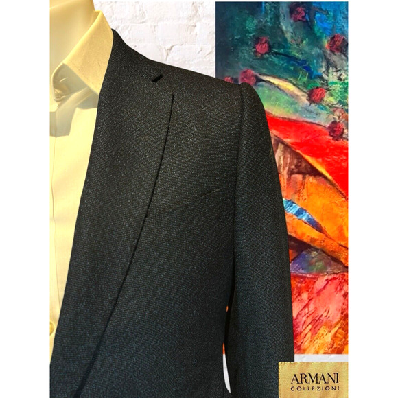 New Armani Collection 38R Sapphire Cobalt Royal Blue Metallic Blazer Suit Jacket - Picture 3 of 12